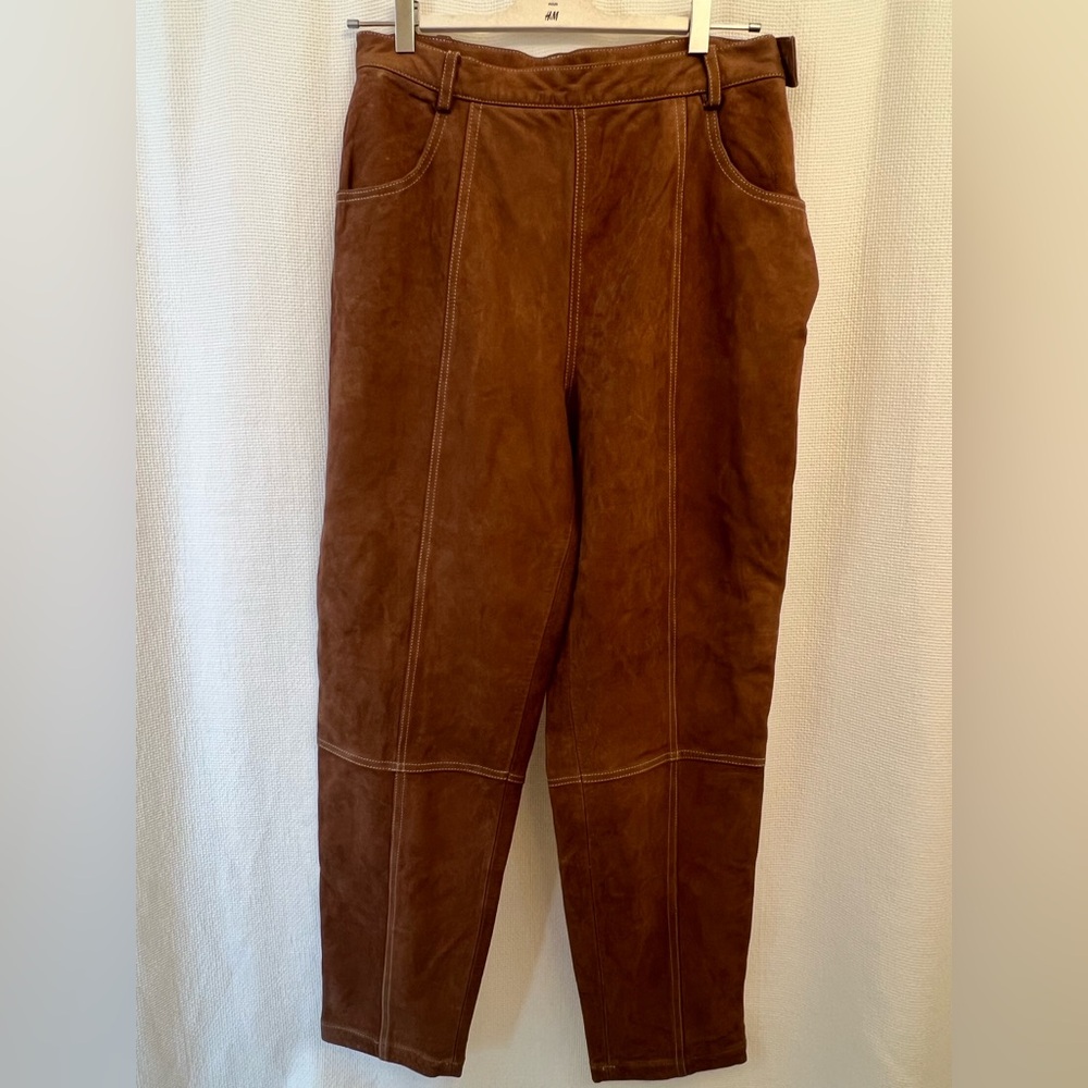 Vintage Leather Tan Trousers Womens size 16